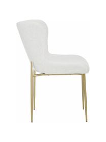 Bouclé gestoffeerde stoel Tess in crèmewit, Bekleding: fluweel (polyester) Met 3, Poten: metaal, gepoedercoat, Bouclé crèmewit, goudkleurig, B 49 x D 64 cm