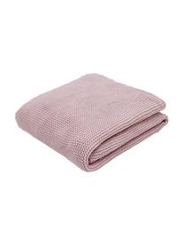 Coperta a maglia in cotone biologico rosa cipria Adalyn, 100% cotone biologico, certificato GOTS, Rosa cipria, Larg. 150 x Lung. 200 cm