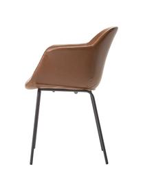 Sedia con braccioli in similpelle con seduta stretta Fiji, Rivestimento: similpelle (poliuretano) , Gambe: metallo verniciato a polv, Similpelle marrone, Larg. 58 x Prof. 56 cm