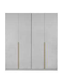 Drehtürenschrank Mia, 4-türig, Holzwerkstoff aus heimischen Hölzern aus nachhaltiger Forstwirtschaft, beschichtet, Grau, Goldfarben, B 181 x H 210 cm