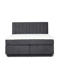 Letto boxspring con contenitore Livia, Materasso: nucleo a 5 zone di molle , Piedini: plastica, Tessuto grigio scuro, Larg. 140 x lung. 200 cm, grado di durezza H2