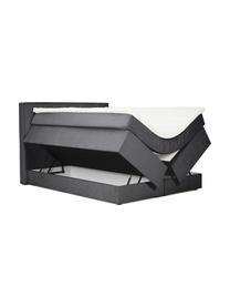 Letto boxspring con contenitore Livia, Materasso: nucleo a 5 zone di molle , Piedini: plastica, Tessuto grigio scuro, Larg. 140 x lung. 200 cm, grado di durezza H2