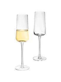 Copas flauta de champán artesanales con relieves Cami, 4 uds., Vidrio soplado artesanalmente, Transparente, Ø 7 x Al 25 cm