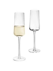 Flûtes à champagne faites main avec structure rainurée Cami, 4 pièces, Verre, soufflé bouche, Transparent, Ø 7 x haut. 25 cm
