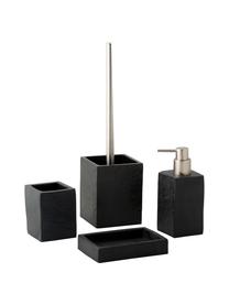 Toilettenbürste Slate in Schiefer-Optik, Behälter: Polyresin in Schiefer-Opt, Griff: Metall, Schwarz, B 10 x H 37 cm