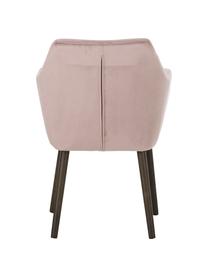 Silla con reposabrazos de terciopelo Nora, Tapizado: terciopelo de poliéster A, Patas: madera de roble curtida, Terciopelo rosa, An 58 x Al 84 cm