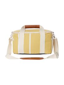 Retro chladicí taška ve žluté / bílé barvě, 40 % bavlna, 40 % polyester, 15 % recyklované PVC, 5 % kůže, Žlutá, krémově bílá, Š 32 cm, V 20 cm
