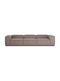 Divano componibile 4 posti in velluto a coste Lennon, Rivestimento: velluto a coste (92% poli, Struttura: legno di pino massiccio, , Piedini: plastica, Velluto a coste marrone, Larg. 327 x Prof. 119 cm