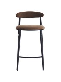 Taburete alto de terciopelo Doggi, Tapizado: 100% terciopelo de poliés, Estructura: metal recubierto, Terciopelo marrón, An 44 x Al 84 cm