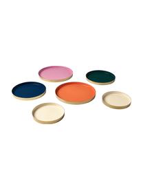Decoratief dienblad set Tavi, 3-delig, Gecoat metaal, Roze, groen, beige, Set met verschillende formaten