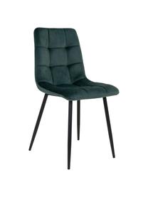 Krzesło tapicerowane z aksamitu Middleton, Tapicerka: aksamit poliestrowy Dzięk, Nogi: metal powlekany, Ciemnozielony aksamit, S 44 x G 55 cm
