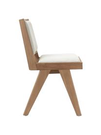 Chaise rembourrée Sissi, Tissu blanc crème, bois de chêne clair, larg. 46 x prof. 56 cm