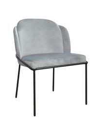 Sedia imbottita in velluto grigio chiaro Polly, Rivestimento: velluto (100% poliestere), Gambe: metallo, Velluto grigio chiaro, nero, Larg. 57 x Prof. 55 cm