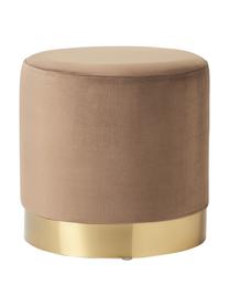 Pouf in velluto Orchid, Rivestimento: velluto (100% poliestere), Struttura: compensato, Velluto taupe, dorato, Ø 38 x Alt. 38 cm