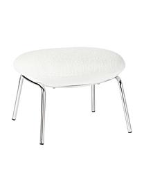 Bouclé kruk Luan met metalen poten, Bekleding: bouclé (100% polyester) M, Poten: edelstaal, Bouclé, wit, B 58 x H 41 cm