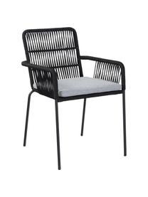 Armlehnstühle Sando, 2 Stück, Sitzfläche: Polyethylen-Geflecht, Gestell: Metall, pulverbeschichtet, Schwarz, Hellbeige, B 55 x T 65 cm