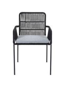 Armlehnstühle Sando, 2 Stück, Sitzfläche: Polyethylen-Geflecht, Gestell: Metall, pulverbeschichtet, Schwarz, Hellbeige, B 55 x T 65 cm