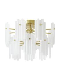 Velké závěsné LED svítidlo Alenia, Bílá, mosazná, Ø 57 cm, V 34 cm