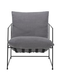 Fauteuil lounge gris foncé cadre en métal Wayne, Tissu gris, larg. 69 x prof. 74 cm