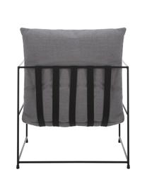 Fauteuil lounge gris foncé cadre en métal Wayne, Tissu gris, larg. 69 x prof. 74 cm