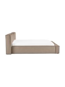Cama tapizada Lennon, Tapizado: 100% poliéster Alta resis, Estructura: madera de pino maciza con, Patas: madera con certificado FS, Tejido marrón, An 140 x L 200 cm