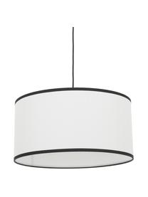 Závesná lampa s ľanovým tienidlom Claudette, Krémová, čierna, Ø 50 x V 25 cm
