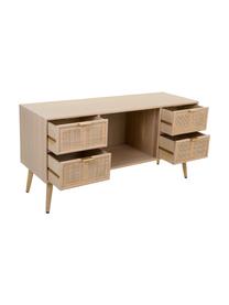Mueble TV de madera Cayetana, Estructura: tablero de fibras de dens, Patas: madera de bambú pintada, Marrón, An 120 x Al 60 cm