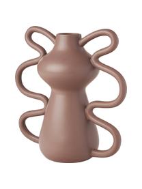 Design-Vase Luvi in organischer Form, Steingut, Braun, Ø 6 x H 32 cm