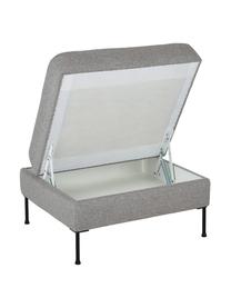 Poggiapiedi contenitore da divano Cucita, Rivestimento: tessuto (poliestere) Con , Struttura: legno di pino massiccio, , Piedini: metallo laccato, Tessuto grigio chiaro, Larg. 75 x Alt. 46 cm