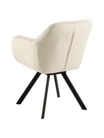 Chaise pivotante en velours et à accoudoirs Lucie, Velours beige, noir, larg. 58 x prof. 62 cm