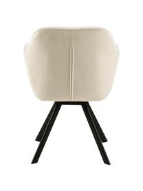 Chaise pivotante en velours et à accoudoirs Lucie, Velours beige, noir, larg. 58 x prof. 62 cm