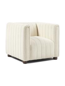 Fotel bouclé z drewnianymi nogami Antonio, Tapicerka: bouclé (100% poliester) D, Stelaż: lite drewno, sklejka, Nogi: drewno dębowe, Kremowobiały bouclé, S 88 x W 71 cm
