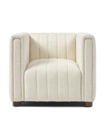 Fotel bouclé z drewnianymi nogami Antonio, Tapicerka: bouclé (100% poliester) D, Stelaż: lite drewno, sklejka, Nogi: drewno dębowe, Kremowobiały bouclé, S 88 x W 71 cm