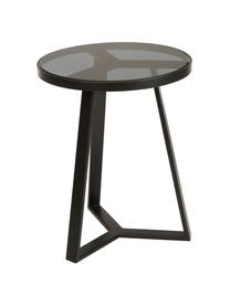 Odkládací stolek se skleněnou deskou Fortunata, Transparentní, černá, Ø 40 cm, V 51 cm