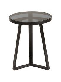 Beistelltisch Fortunata mit Glasplatte, Tischplatte: Glas, gehärtet, Gestell: Metall, gebürstet, Transparent, Schwarz, Ø 40 x H 51 cm