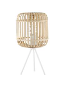 Lampa stołowa trójnóg z drewna bambusowego Adam, Biały, jasny brązowy, Ø 21 x W 42 cm