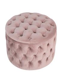 Pouf coffre en velours Chiara, Velours vieux rose, Ø 50 x haut. 42 cm