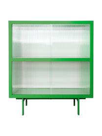 Chiffonnier de vidrio Oli, Estructura: madera de fresno recubier, Patas: metal con pintura en polv, Transparente, verde, An 80 x Al 89 cm
