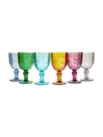 Wijnglazenset Syrah in kleur en met structuurpatroon, 6-delig, Glas, Roze, blauw, turquoise, groen, geel, grijs, Ø 9 x H 15 cm, 230 ml