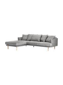 Sofa narożna Adrian (3-osobowa), Tapicerka: 47% wiskoza, 23% bawełna,, Stelaż: sklejka, Nogi: drewno dębowe olejowane, Ciemnoszara tkanina, S 255 x G 182 cm, lewostronna