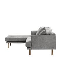 Sofa narożna Adrian (3-osobowa), Tapicerka: 47% wiskoza, 23% bawełna,, Stelaż: sklejka, Nogi: drewno dębowe olejowane, Ciemnoszara tkanina, S 255 x G 182 cm, lewostronna