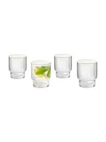 Carafe et verres à relief rainuré et bord doré Minna, 5 élém., Verre, soufflé bouche, Transparent, couleur dorée, Ø 10 x haut. 25 cm