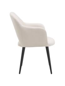 Chaise à accoudoirs en velours Rachel, Velours blanc crème, larg. 55 x prof. 65 cm