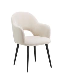 Sedia con braccioli Rachel, Rivestimento: velluto (rivestimento in , Gambe: metallo verniciato a polv, Velluto bianco crema, Larg. 55 x Prof. 65 cm
