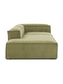 Diván modular de pana Lennon, Tapizado: pana (92% poliéster, 8% p, Estructura: madera de pino maciza, ma, Patas: plástico, Pana verde, An 269 x F 119 cm, respaldo derecho