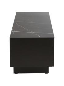 Meuble TV noir avec plateau aspect marbre Fiona, Noir, larg. 160 x haut. 46 cm