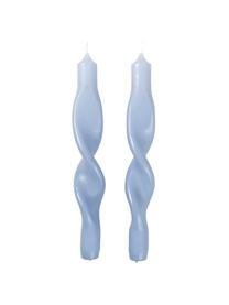 Velas cónicas Twist, 2uds., Cera, Azul claro, Ø 2 x Al 23 cm