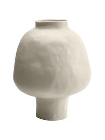 Jarrón artesanal de cerámica de diseño Saki, Cerámica, Blanco crema, Ø 25 x Al 32 cm