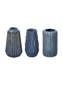 Set de jarrones de cerámica Aquarel, 3 pzas., Porcelana, Tonos azules con degradado, Set de diferentes tamaños