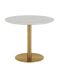 Tavolo rotondo effetto marmo bianco/dorato Karla, Ø 90 cm, Bianco con  effetto marmo, Ø 90 x Alt. 75 cm